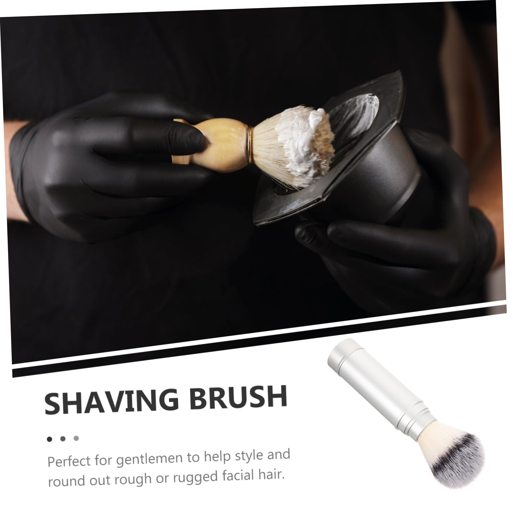 Men S Shaving Brush Portable Travel Beard Brush Lightweight Nylon Fiber Shave for Facial Hair Styling and Beard Cleansing 6.29X1.77X1.77 in