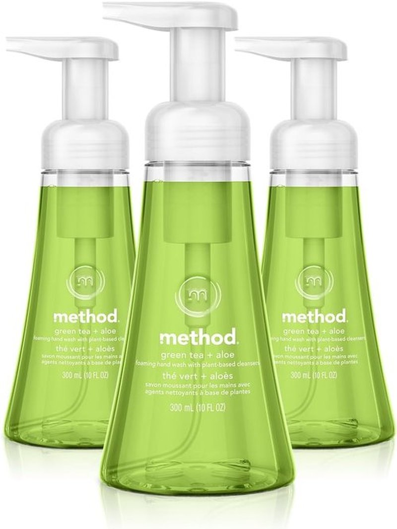Method Foaming Hand Soap, Green Tea + Aloe, 10 Ounce (Pack of 3)
