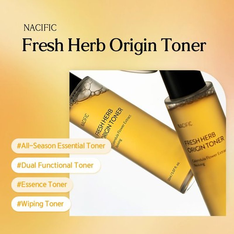 NACIFIC Fresh Herb Origin Triple Set - Moisturizing Toner, Serum & Cream with 82% Pot Marigold Water | 150ml, 50ml Each