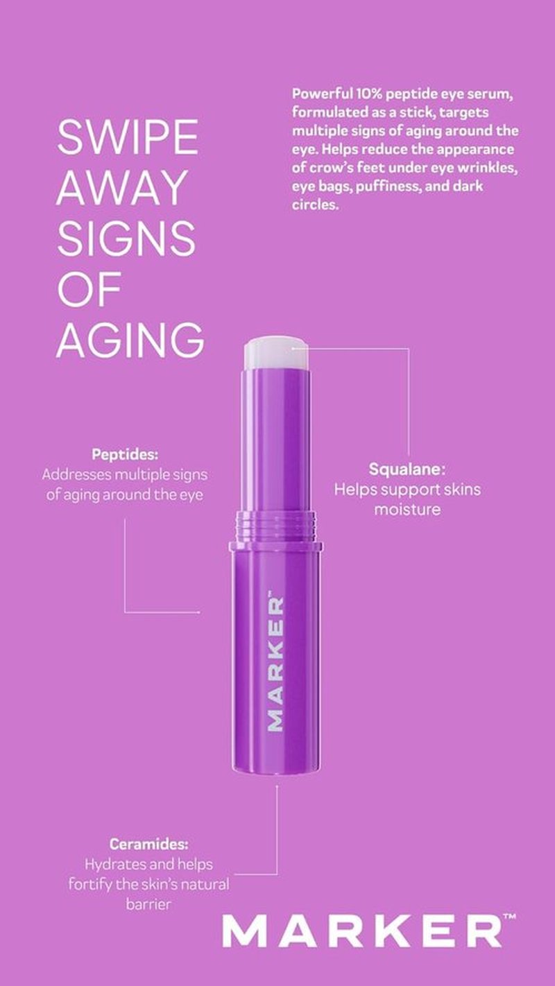 MARKER Eye Stick - 10% Peptides Under Eye Serum for Puffiness, Dark Circles & Fine Lines | 0.1 oz (3 g)