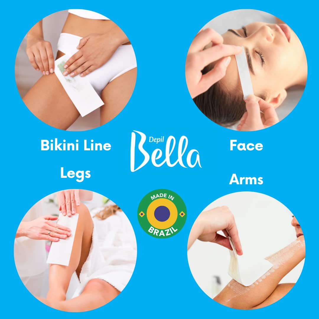 Depil Bella Non-Woven Cloth Waxing Strips | 100% Natural Fiber | For Hair Removal at Home and Professional Use (100 Strips)