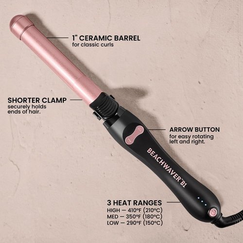 Beachwaver B1 Rotating Curling Iron - Automatic 1-Inch Ceramic Wand for Effortless Waves - Dual Voltage & Auto Shut-Off