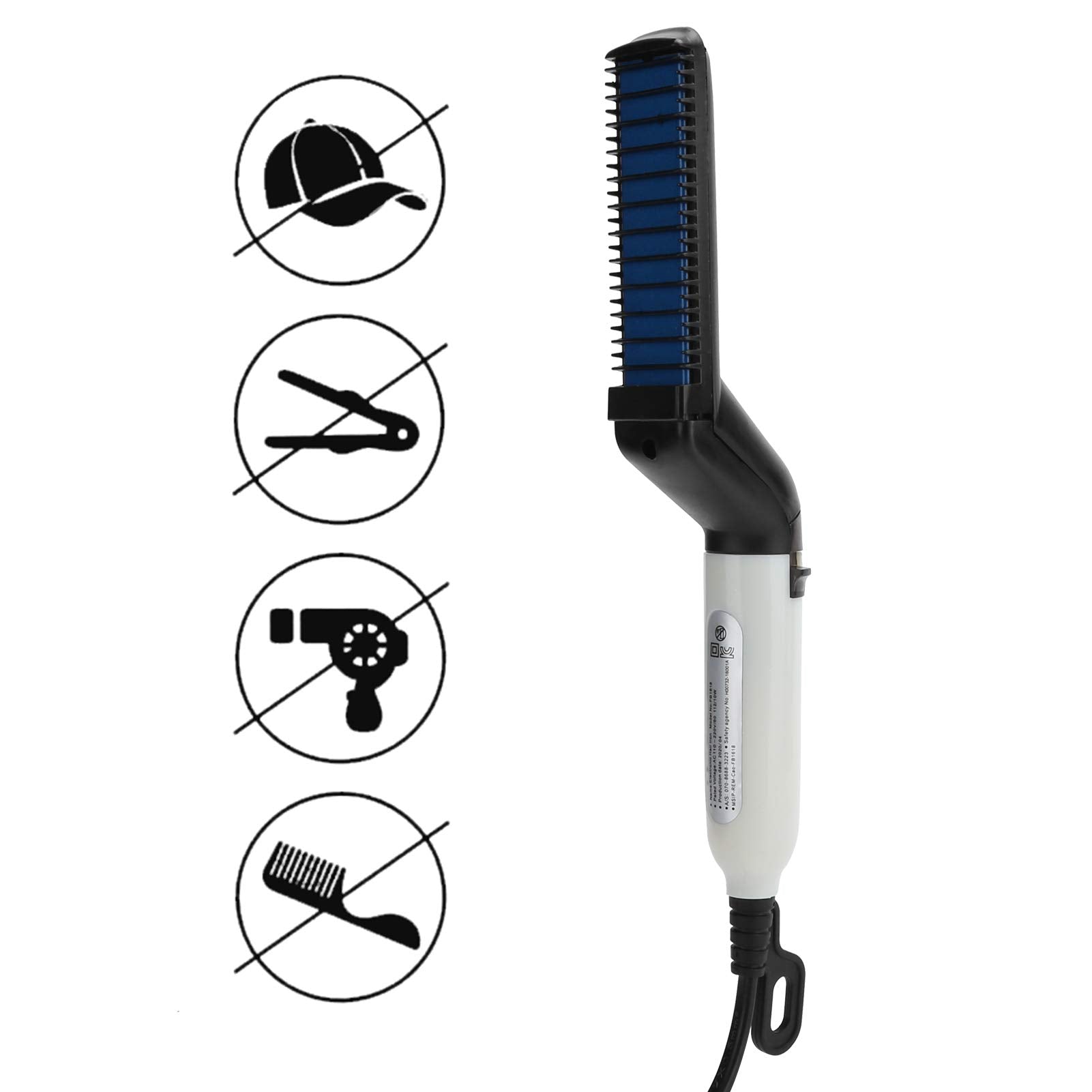 Semme Electric Hair Styling Comb Brush, Men MultiFunctional Electric Hair Comb Brush Fast Heating Hair Styling Beard Straightener Grooming for Home Travel (US Plug)