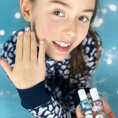 MISS NELLA DINO COLLECTION 4 Chrome nail polish set- Sweet-osaurus- coper, Diplodo-kiss- pink, Rawr-some - blue, Dino-rific- green, Peel Off kids Nail Polish