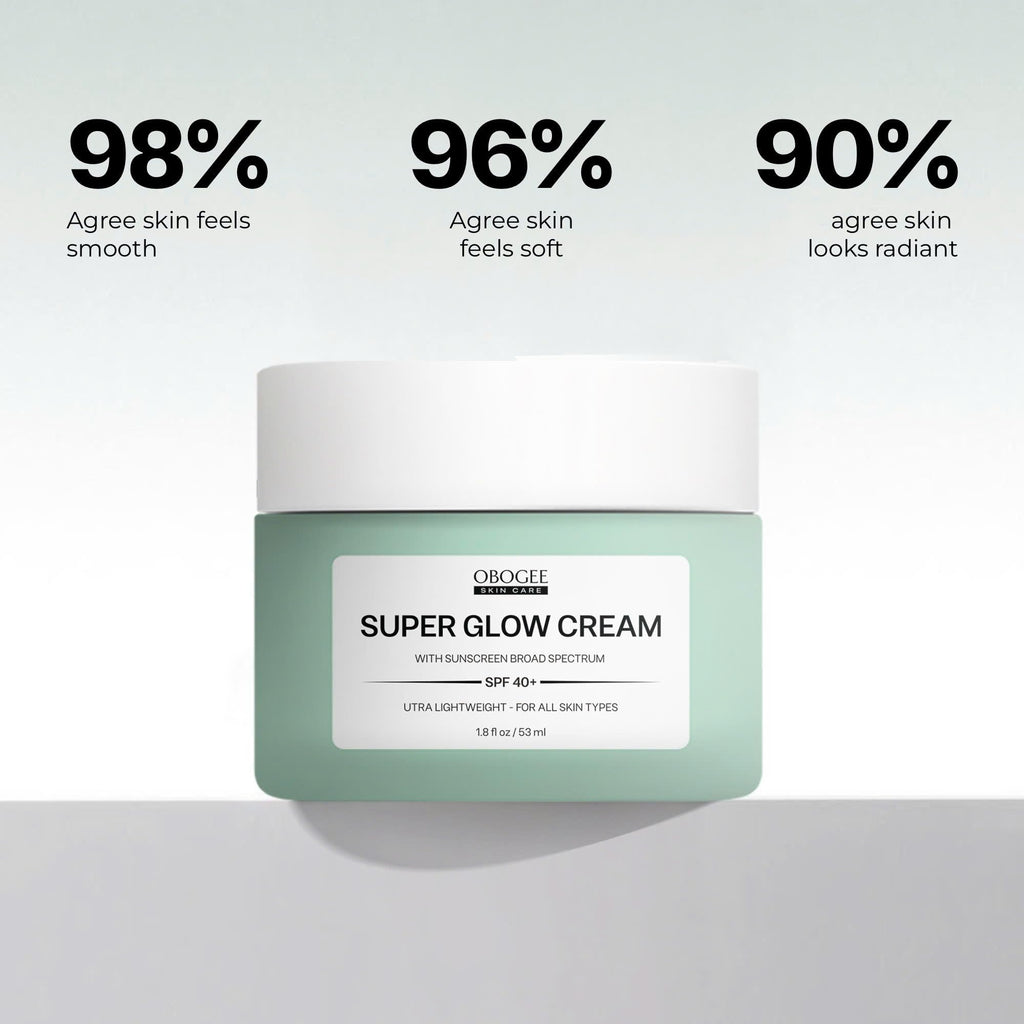 OBOGEE Super Glow Cream with Sunscreen SPF 40+, Lightweight Face Moisturizer with Sun Protection, 5-in-1 Skin Care Benefits 1.8 oz