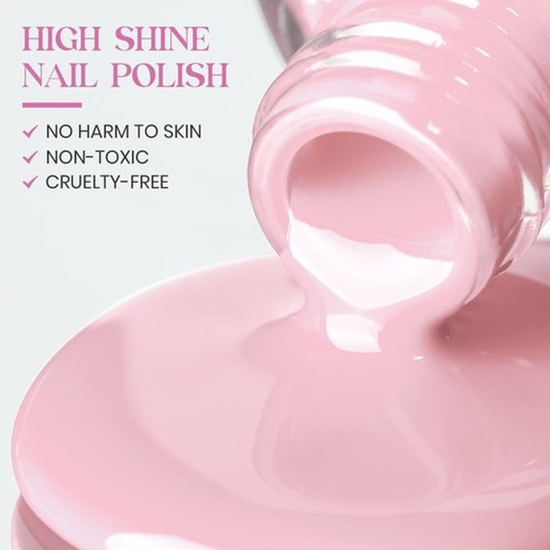 MIZHSE Quick Dry Nail Polish, Light Pink Nail Polish Non Gel Air Drying Fast, 15 ml 0.5 fl oz Regular Pastel Pink Glossy Finish Nail Lacquer Nail Art Manicure DIY Home