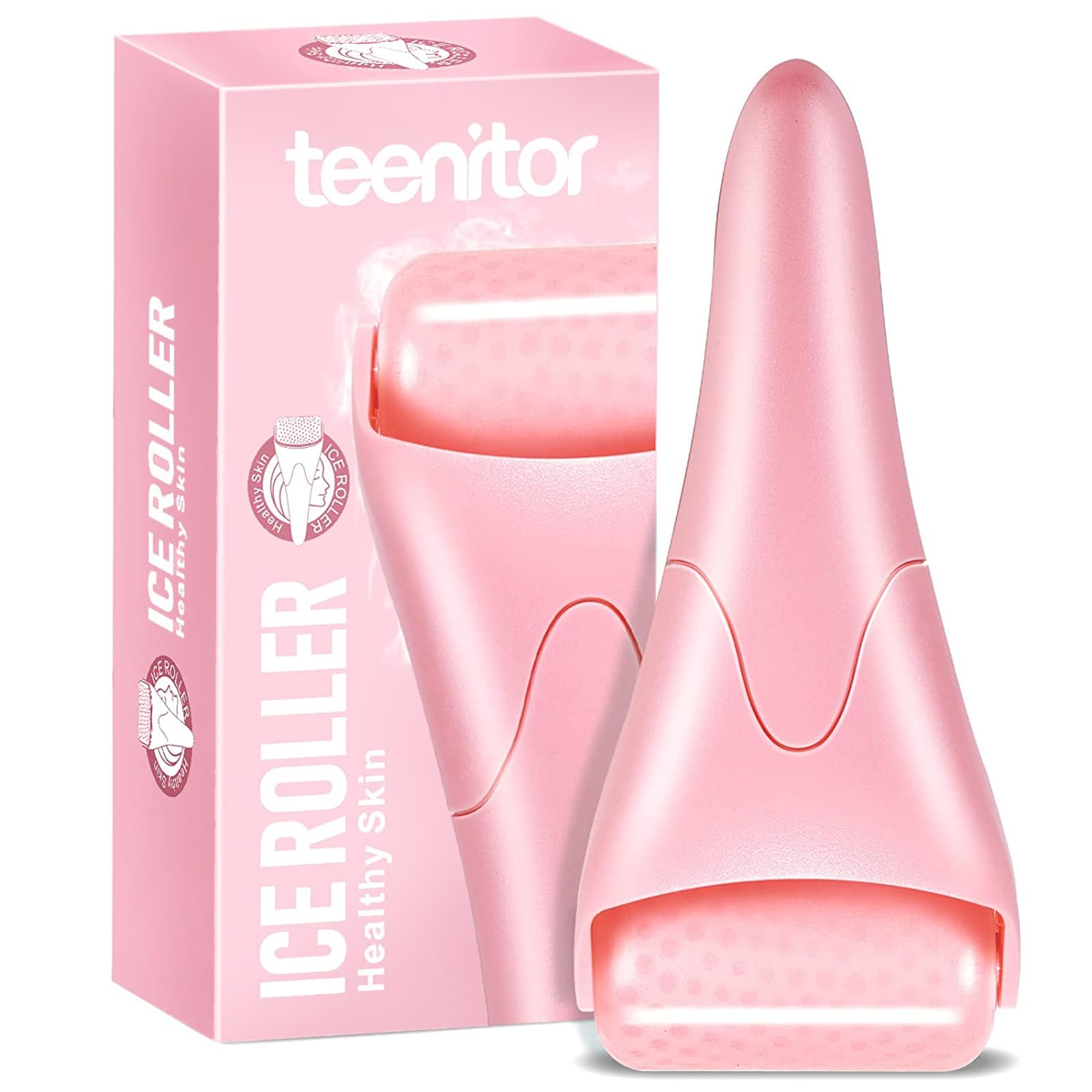 Teenitor Pink Ice Roller for Face, Ice Face Roller, Eye Roller for Puffy Eyes, Facial Roller Spa Self Care Tools for Women