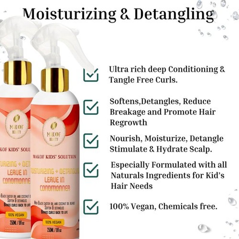 Skiennix Kids Leave-In Conditioner - Nourishing Formula with Mango Butter & Keratin | 8 Fl Oz
