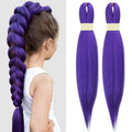 Beauday long Purple Braiding Hair Pre stretched Synthetic Hair Extensions for Braids,Yaki Texture Purple Hair Extensions for Stage Party Halloween Costume Cosplay 24 inch