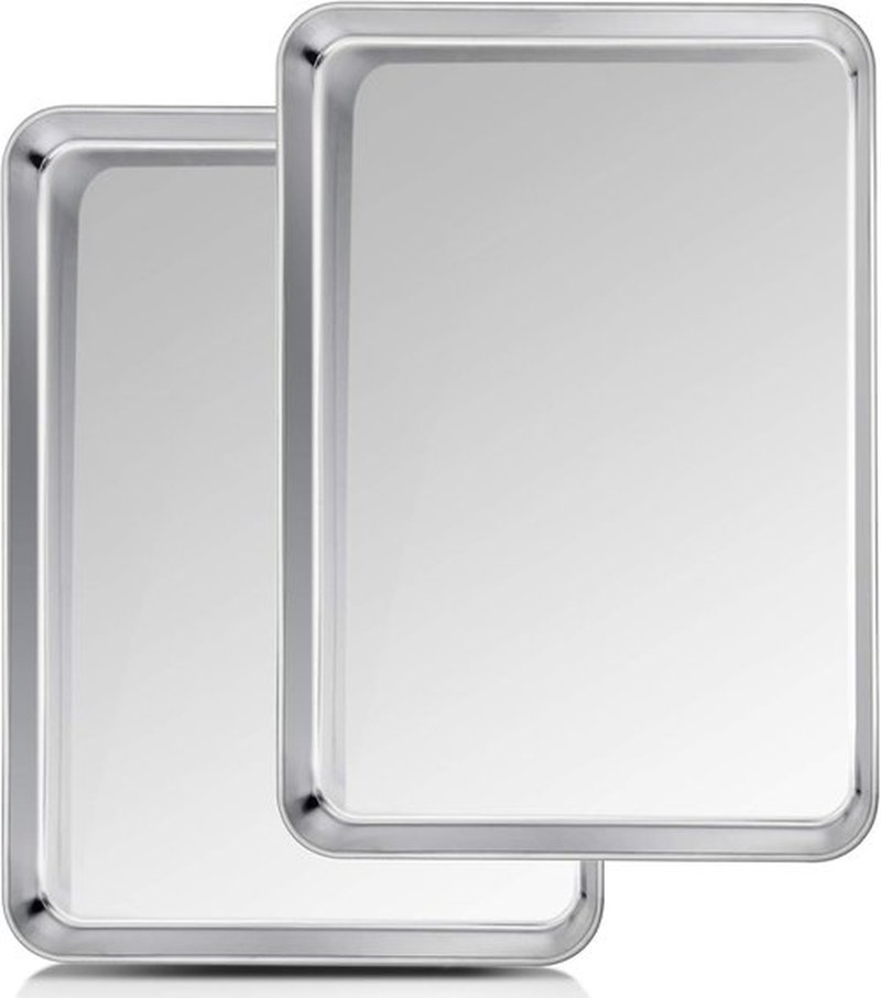 TeamFar Stainless Steel Baking Sheet Set - Non-Toxic, Heavy Duty & Dishwasher Safe | 20” x 14” x 1” - 2 Pieces