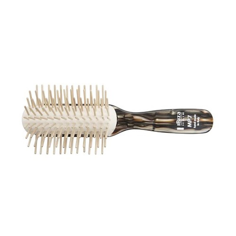 Ibiza Hair Detangling Brush - Wooden Pins for Scalp Stimulation & Reduced Drying Time | Ideal for All Hair Types