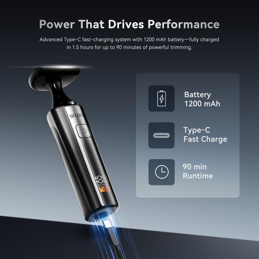 WUXO Electric Groin Hair Trimmer, LED Display Back Shaver for Men