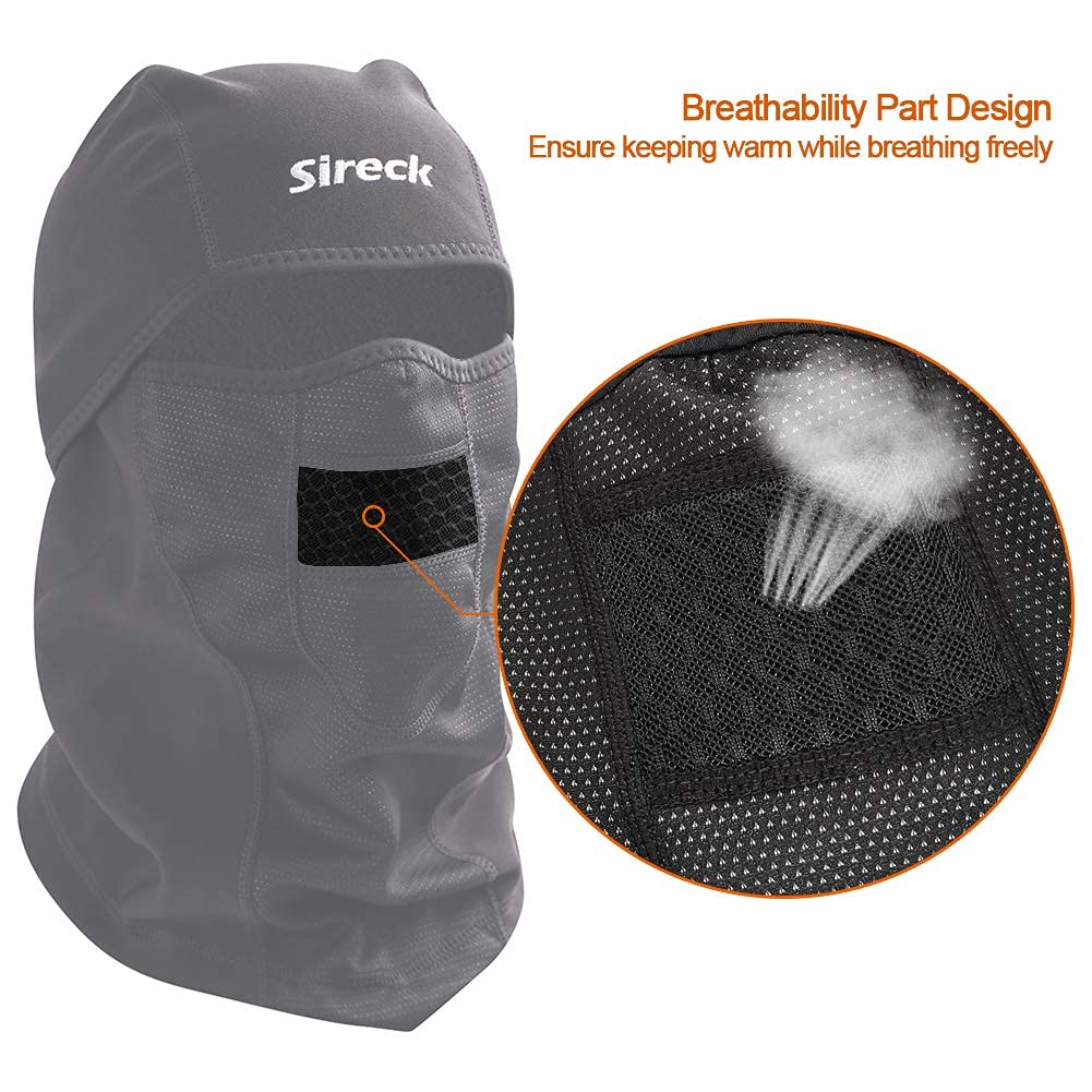 Sireck Cold Weather Balaclava Ski Mask, Water Resistant and Windproof Fleece Thermal Face Mask, Cycling Motorcycle Neck Warmer Hood Winter Gear for Men Women