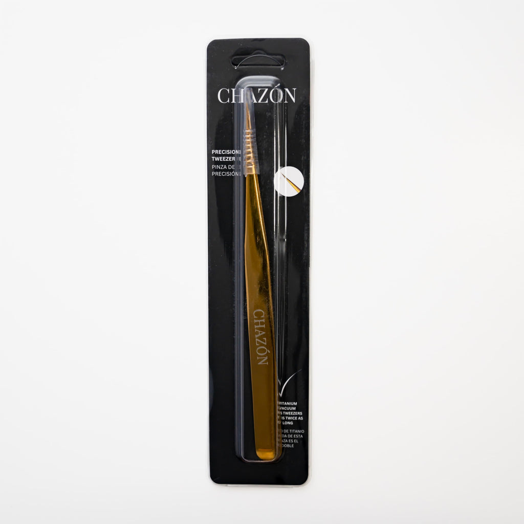 CHAZON TWEEZERS GOLD- Titanium Precision Point Tweezers for Eyebrows, Facial Hair and Ingrown Hair, Viral Tweezers