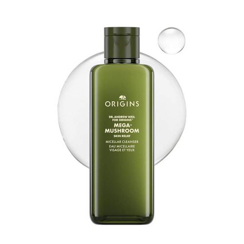 Origins Mega-Mushroom Micellar Cleanser - Gentle Formula for Sensitive Skin | Infused with Reishi Mushroom, 6.7 Fl Oz