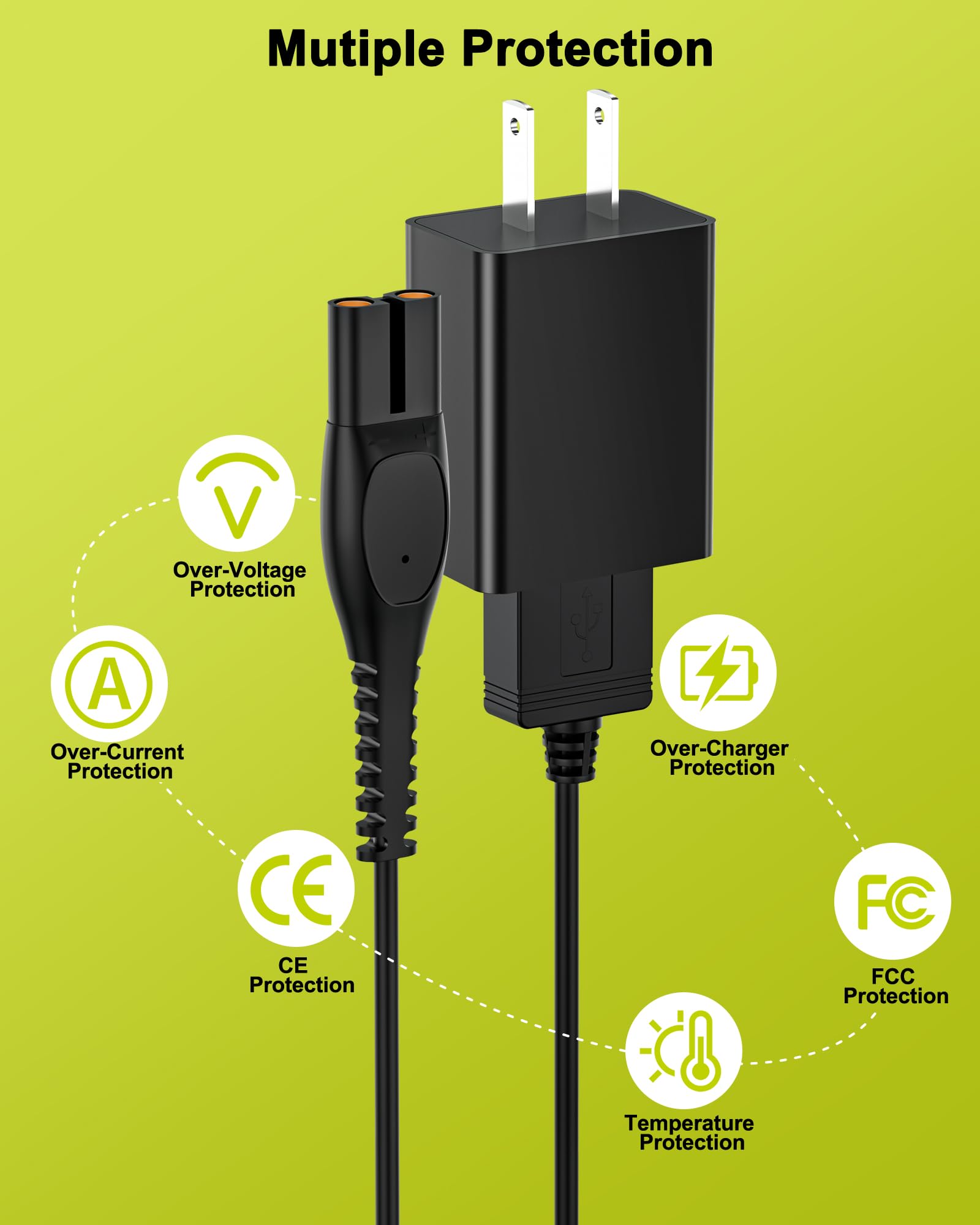 Solopen 2 Charger Cord 5V Fast Charger for Philips OneBlade 360 Replacement Shaver Model X3001 QP2724 QP1924 QP2834 S3341 QP6542 S3243 S7887 QP4631 QP6552 QP4530 Trimmer Razor Power Charger