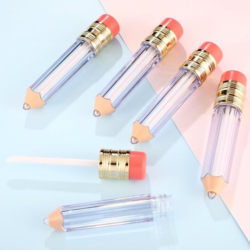 Blulu 48 Pcs Pencil Lip Gloss Tubes Bulk, 5 ml Empty Lip Gloss Containers, Cute Refillable Lips Balm Tubes DIY Party Favors Teacher Appreciation Gifts Teachers' Day Gift for Women