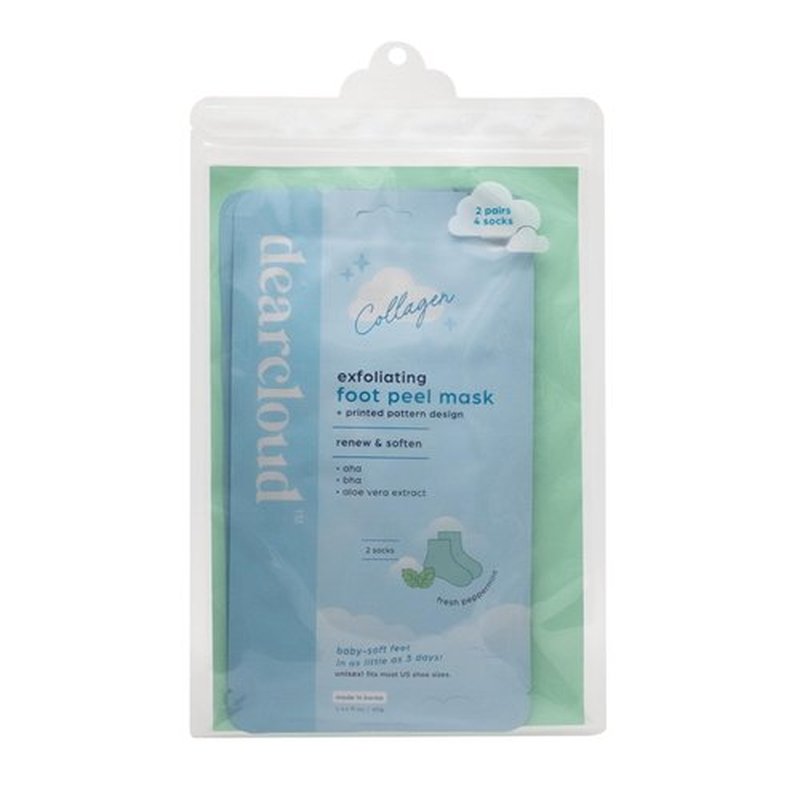 dearcloud Exfoliating Foot Peel Mask – Nourishing, Fresh Peppermint Foot Mask for Dry Cracked Feet (2 pack)