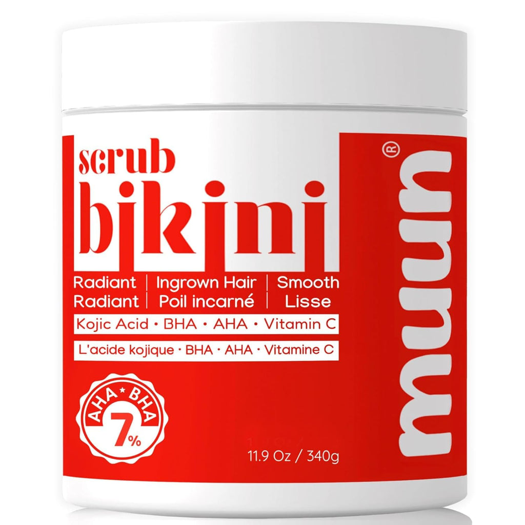 Bikini Area Exfoliator Pack 2-2% Kojic Acid Vitamin C & 7% AHA/BHA Even Skin Tone, Radiance & Glow Skin & Ingrown Hair for Rectum Intimate Butt Underarm