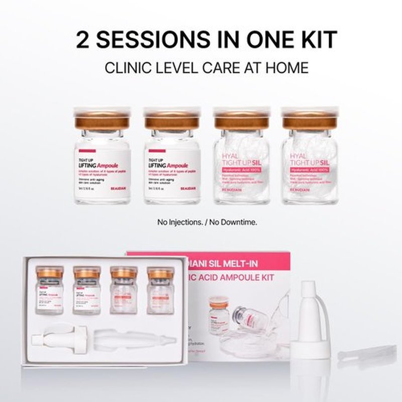 BEAUDIANI Sil Melt-In Hyaluronic Acid Serum & Ampoule Kit, 2 Session Intensive Hydration Program Korean Skincare Melt-In Hyaluronic Thread Serum