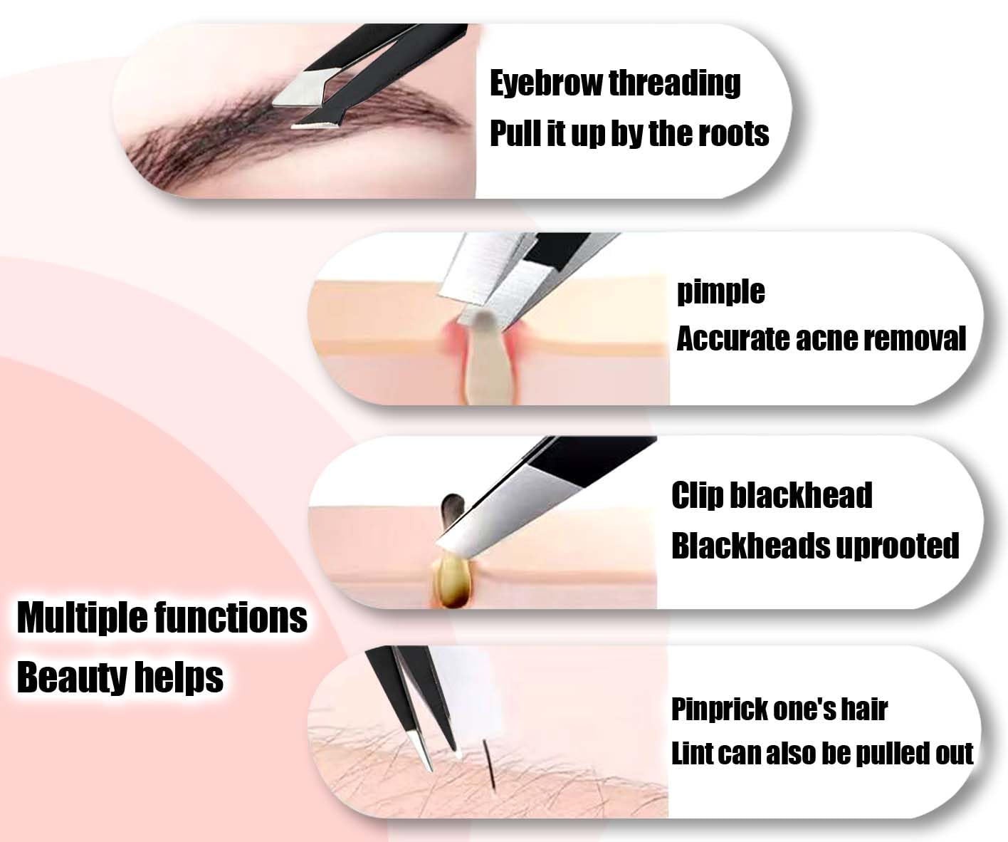 Muzioiernsu Tweezers for Women Facial Hair Eyebrow Kit Tweezer Set Black