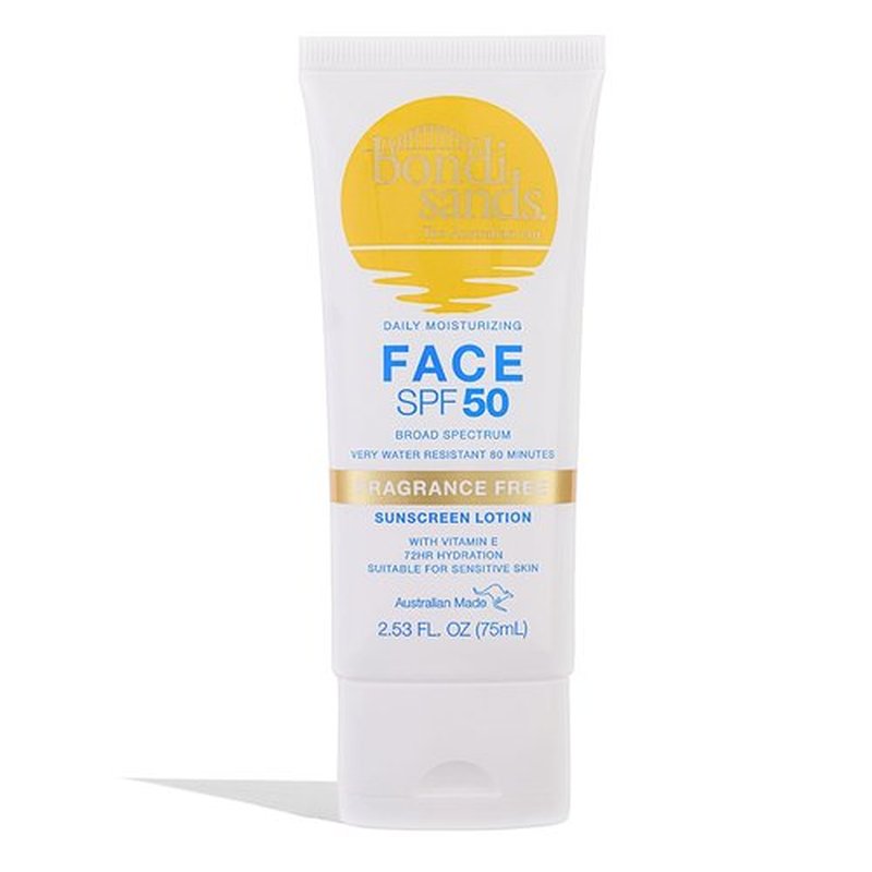 Bondi Sands Fragrance-Free Daily Sunscreen Face Lotion SPF 50 - Hydrating UVA/UVB Protection, Non-Greasy, Water-Resistant | 2.53 Oz/75 mL