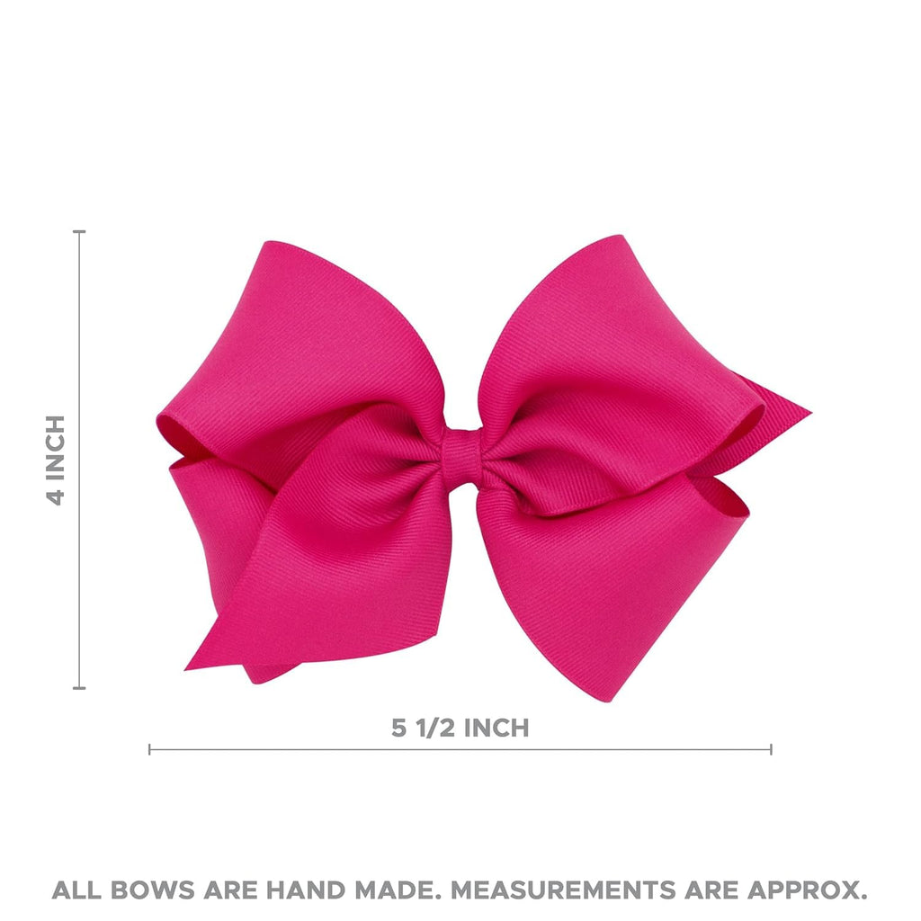 Wee Ones Girls' French Satin Hair Bow with a Knot Wrap Center, No-Slip Hair Clip, Handmade, Ruby, Small King