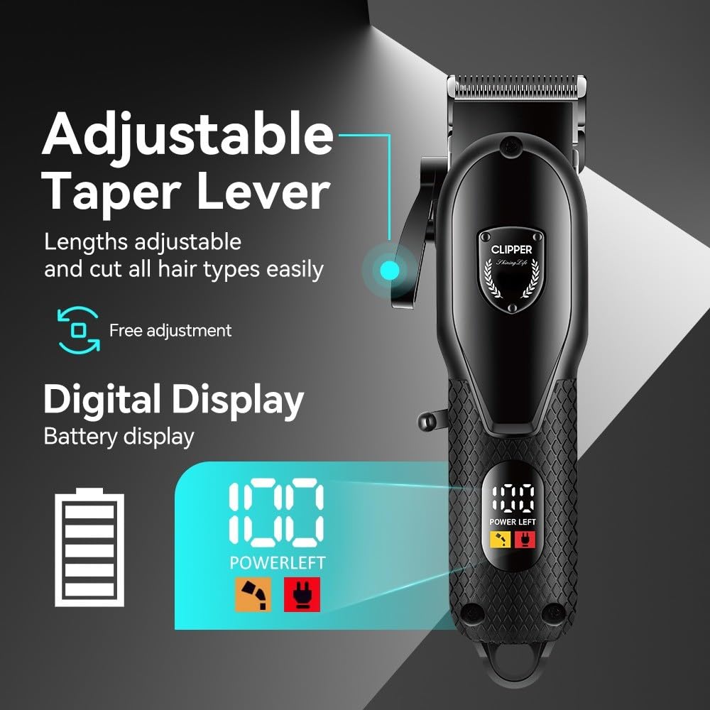 PUPZY Hair Clippers for Men Professional - Cordless&Corded Barber Clippers for Hair Cutting & Grooming Rechargeable Beard Trimmer