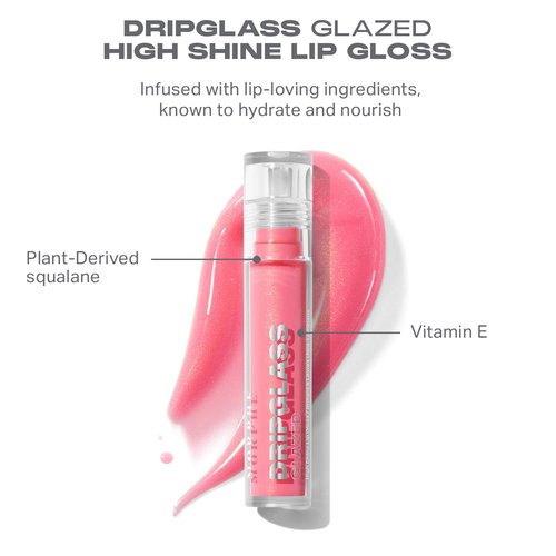 MORPHE Dripglass High Shine Lip Gloss - Semi-Sheer or Full Coverage Lip Color with Glass-Like Shine and Nonsticky Finish - Infused With Squalane & Vitamin E - Shatterproof Mauve (0.13 Fl Oz)