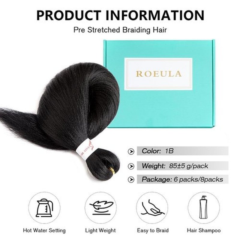 Roeula Pre Stretched Braiding Hair 12 Inch 3 Packs Short Black Braiding Hair Pre Stretched Professional Prestretched Braiding Hair Extensions Synthetic Crochet Twist Braids (1B, 12 Inch (pack of 3))
