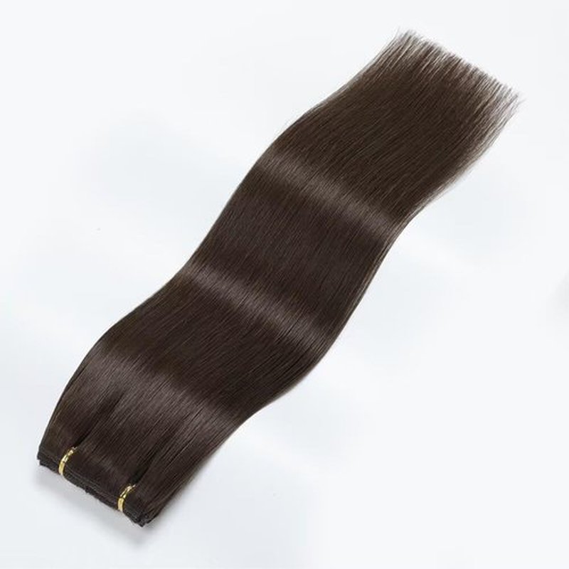 FINATA Clip in Hair Extensions Real Human Hair, 20 Inch 120g 7pcs Triple Weft Remy Hair Extensions, #2C Cold Light Brown, Seamless & Thick End