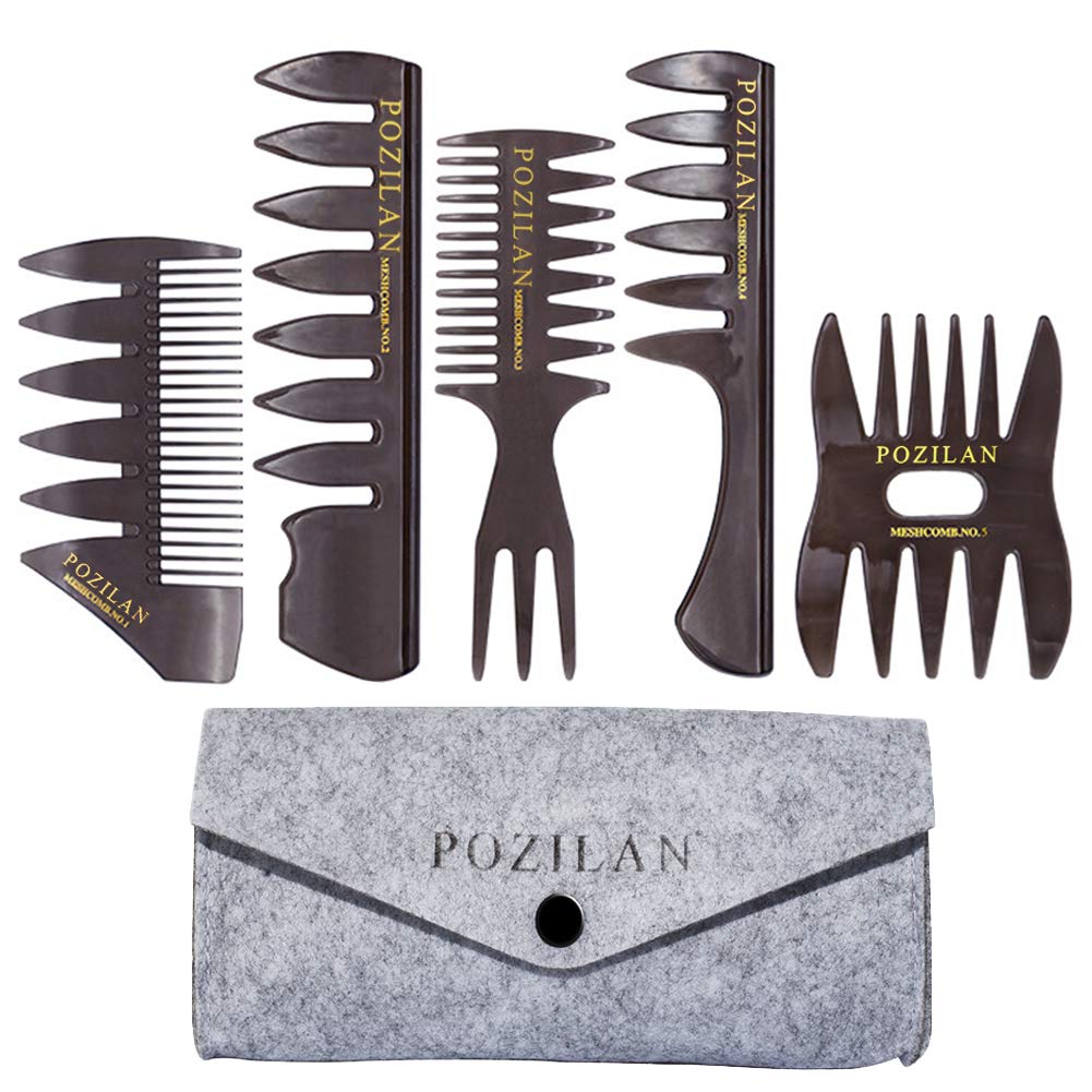 5 PCS Hair Comb Styling Set Barber Hairstylist Accessories - Professional Shaping & Teasing Wet Combs Tools with Packaging Bag, Anti Static Hair Brush for Men Boys