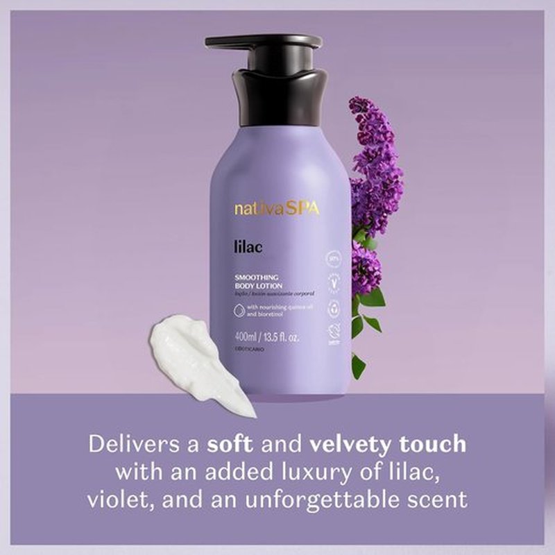 Nativa SPA by O Boticário - Lilac Body Lotion with Nourishing Quinoa Oil & BioRetinol | 13.5 Ounce Moisturizer