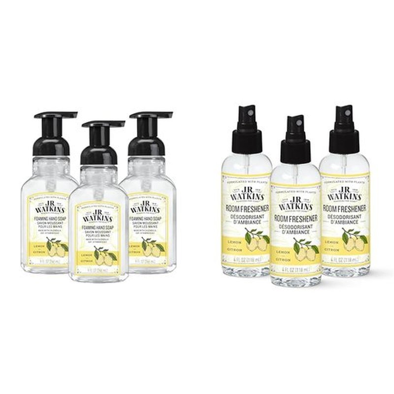 J.R. Watkins Bundle Lemon Foaming Hand Soap 9 fl oz 3 Pack + Lemon Room Freshener 4 fl oz 3 Pack