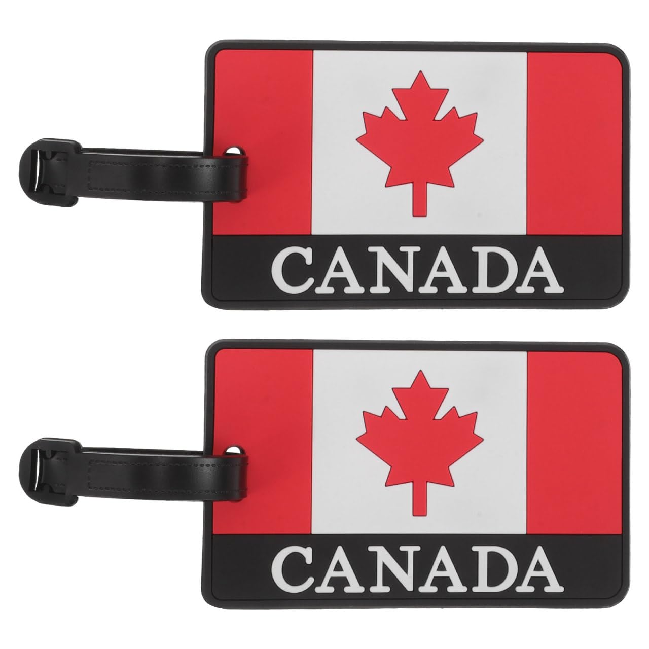 Didiseaon Luggage Labels for Suitcases - 2 Pack Canadian Flag PVC Baggage Identifier with Privacy Card, Lightweight Suitcase Markers with Secure Strap for Luggage Backpack Handbag