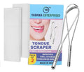 YASHIKA ENT Stainless Steel Tongue Scraper - 2 Pack Multicolor Travel Cases for Fresh Breath