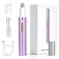 Ginity Ear and Nose Hair Trimmer for Women & Men, 2-in-1 Rechargeable Painless Facial & Eyebrow Hair Remover Tool, Electric Clipper with Dual-Edge Blades, Easy to Clean(PINK7)