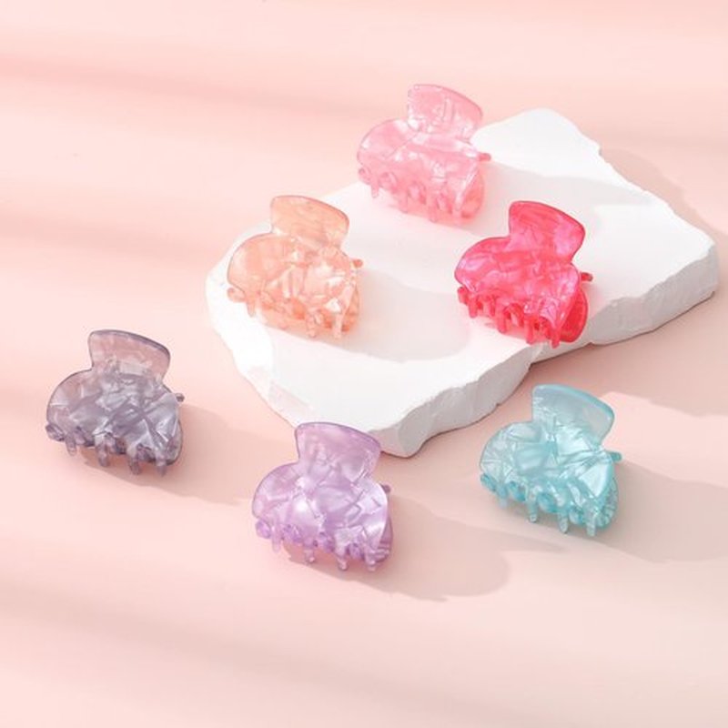 HAIMEIKANG 6 Pcs Small Acrylic Hair Claw Clips for Women and Girls - Mini Hair Clips for Thin/Medium Fine Hair, Non-slip Jaw Clips