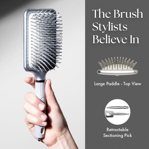 Olivia Garden Ceramic + Ion XL Pro Hair Brush - Paddle Brush for All Hair Types | Smooths & Adds Shine