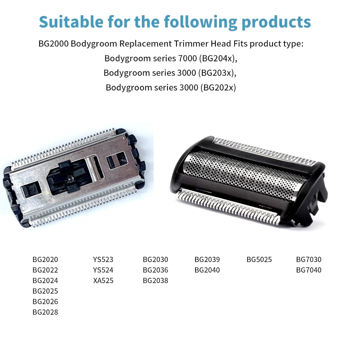 BG5025 Replacement Heads For Philips Norelco Bodygroom Series 7000,BG2000/40 Heads Compatible With PhilipsBodygroom Series 5000 Series 3000 2-Pack