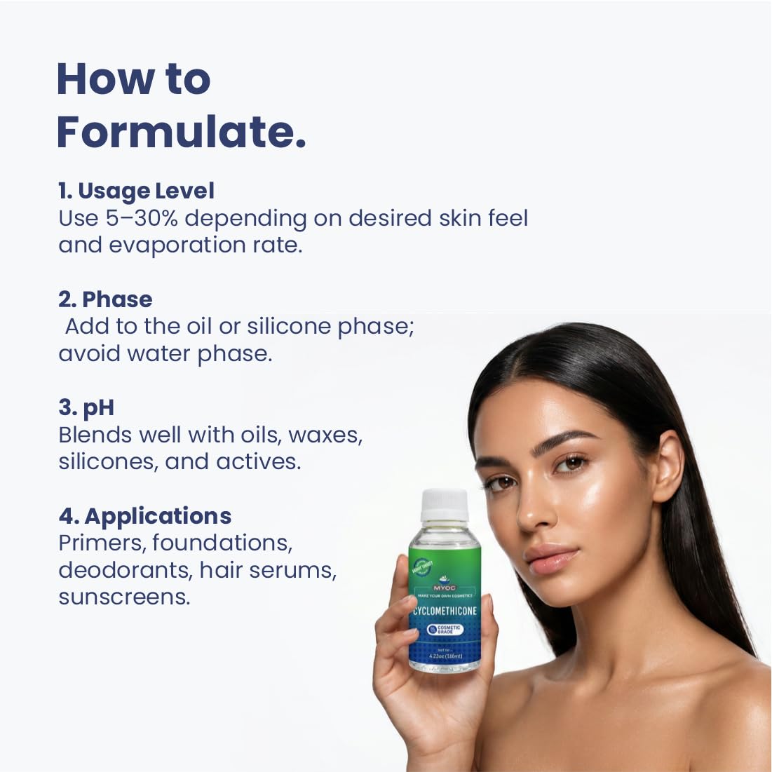 MYOC Cyclomethicone Liquid (120 ml / 4.05 fl oz) - Cosmetic Grade For DIY Serums Lotions Hair & Body Care