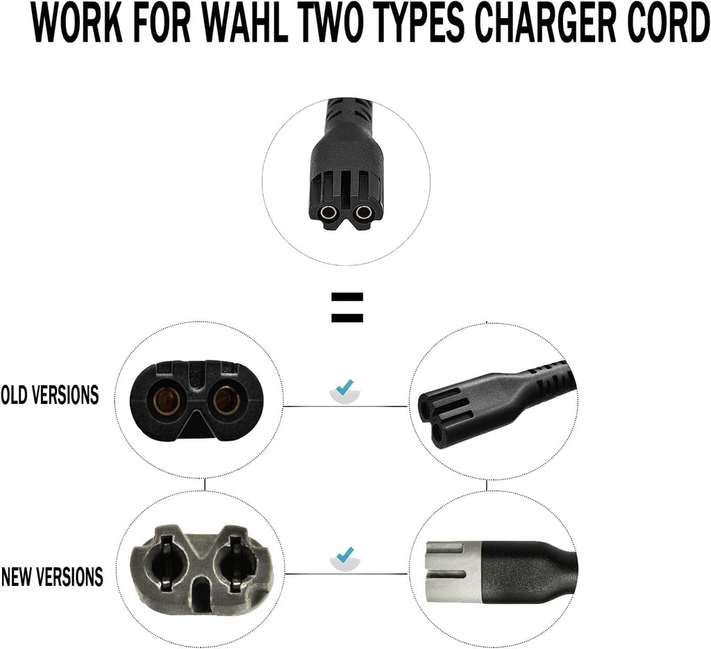 KAYNWAY Charger Cord for Wahl 8164 Finale & 8173 Vanish Shaver, Replacement Charging Cable Power Cord for Wahl Magic Clip Senior Sterling-4 Detailer Lithium-Ion Pro Clippers (USB Black)