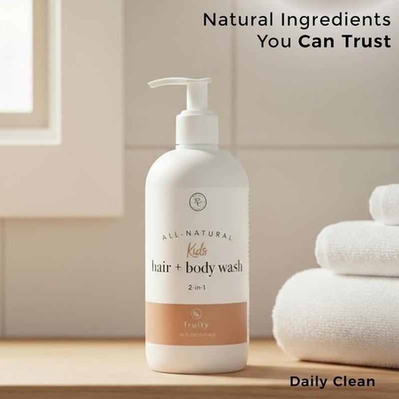 Rowe Casa Organics 2-in-1 Kids Hair & Body Wash - Therapeutic Essential Oils & Fruity Scent | 16 Fl. Oz