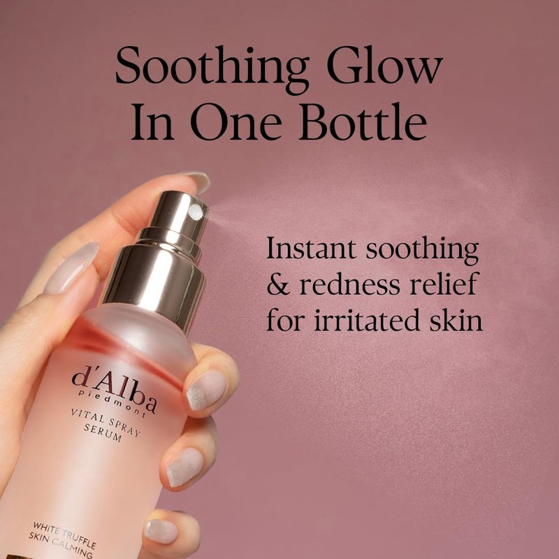 [2 Bottles] d'alba Piedmont Italian White Truffle Vital Spray Serum, Vegan Skin Care, Calming and Hydrating Facial Mist for Red and Sensitive Skin, Glow, Korean Skincare (total 6.76 fl oz.)