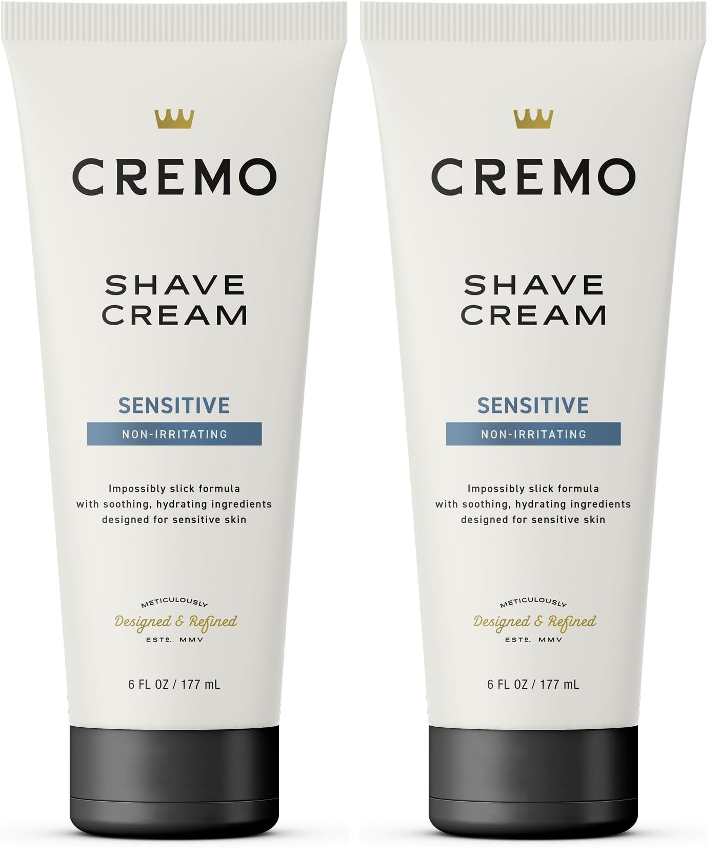 Cremo Sensitive Shave Cream, Astonishingly Superior Ultra-Slick Shaving Cream for Men, Fights Nicks, Cuts and Razor Burn, 6 Fl Oz (Pack of 2)