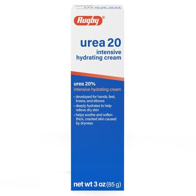 Rugby Urea 20% Intensive Hydrating Cream - Deep Moisture for Feet, Hands, Knees & Elbows - 3 Oz