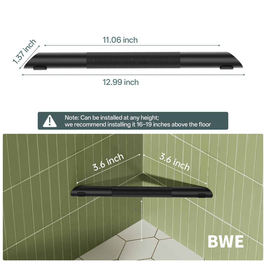 BWE Matte Black Shower Foot Rest Bar Corner Shower Foot Rest Shaving Legs