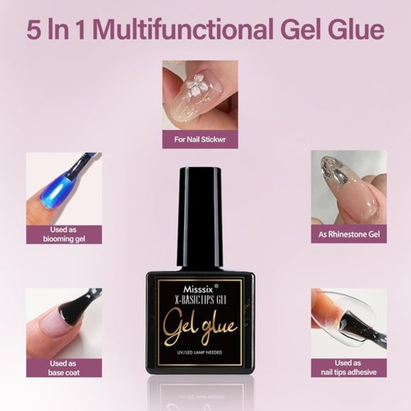 Misssix Short Almond Gel Nail Tips Kit, 360Pcs Pre Etched Clear gel x Fake Nails, Full Cover False Nail 9-in-1 Gel Glue and Portable Mini U V Nail Lamp for Women 12 Sizes