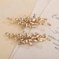 Teyglen Champagne Rhinestone Bridal Hair Clips Crystal Wedding Hair Barrette for Women Decorative Hair Accessories Jewelry Sparkly Crystal Hair Piece (Champagne)