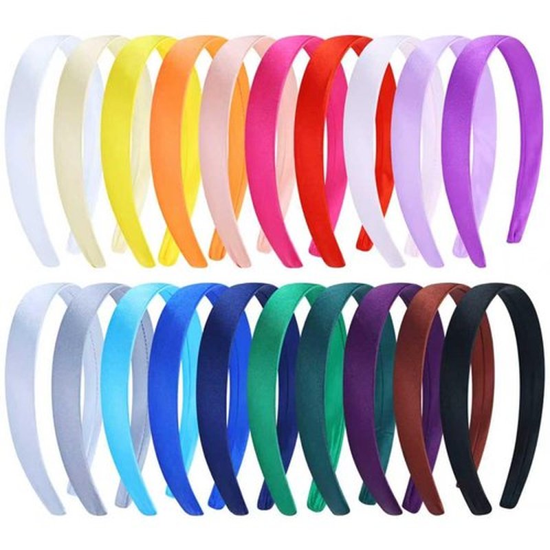 Cinaci 20 Pieces Candy Color Width 2cm/0.8" Plastic Headbands Satin Wrapped Blank Plain DIY Craft Project Headbands for Women Girls Teens Kids Hair Accessories